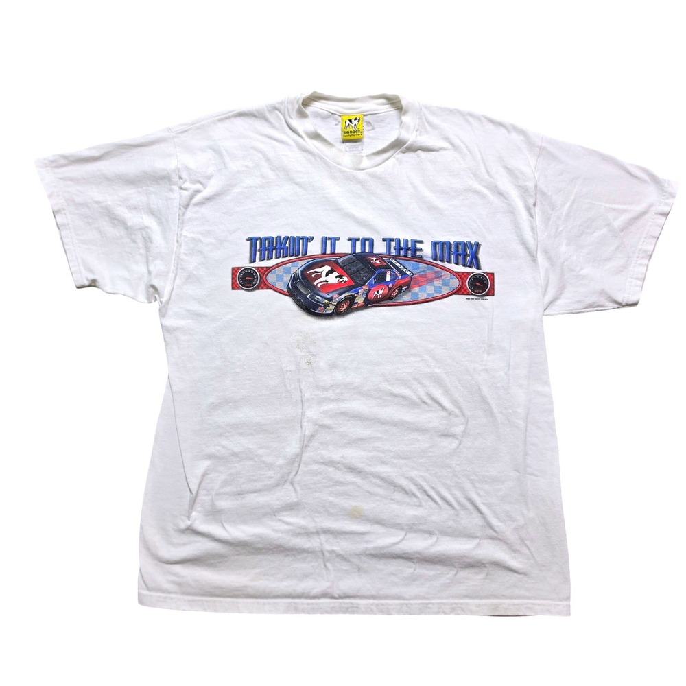 Big Dogs T-Shirt Mens XL White Good Takin It To The Max Racing Graphic Tee